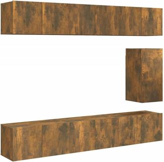 Berkfield Home 7 Piece TV Cabinet Set Smoked Oak Engineered Wood in Brown