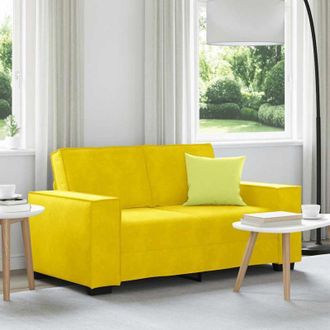 vidaXL Sof&aacute; De 2 Plazas Terciopelo Amarillo 120 Cm Vidaxl