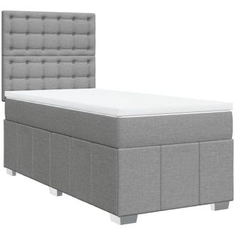 vidaXL Cama Box Spring Con Colch&oacute;n Tela Gris Claro 90x200 Cm Vidaxl