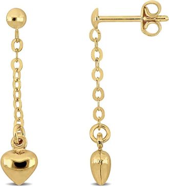 Amour Heart Drop Earrings in 14k Yellow Gold