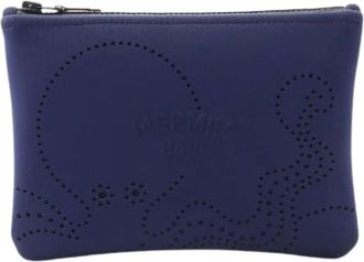 Herm&egrave;s Pre-owned Clutches, female, Blue, Size: ONE SIZE Pre-owned Fabric Pouch