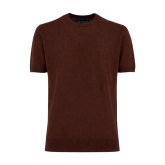 Drumohr Round-neck Knitwear, male, Brown, Size: XL Round-neck Knit T-shirt