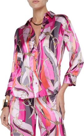 L'agence Lagence Dani 3/4-Sleeve Silk Blouse