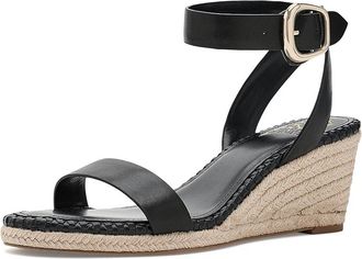 Vince Camuto Fainel Ankle Strap Espadrille Wedge Sandals Womens Wedge Shoes Black : 9.5 M, Leather