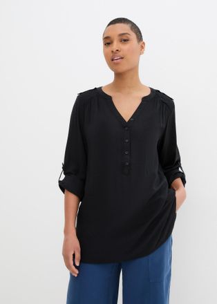 Bonprix Tunika BONPRIX Tunikabluse aus softer Viskose, Damen, Gr. 38, schwarz, Obermaterial: 100% Viskose, regular fit, Tuniken Tunika, Casual Stil, Regular F