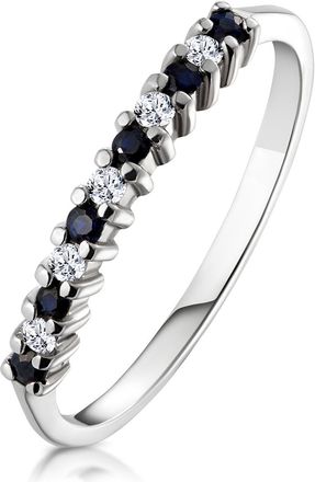 The Diamond Store Sapphire 0.10ct And Diamond 9K White Gold Ring
