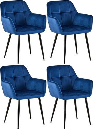 Clp Clp - Juego De 4 Sillas De Sal&oacute;n Emia En Terciopelo Azul Terciopelo