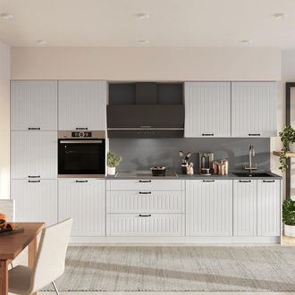 Vicco Mueble De Cocina Fame-line, Blanco Casa De Campo/blanco, 340 Cm, Et Roble, Vicco