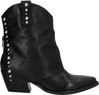 Lazamani leren cowboylaarzen met flap zwart