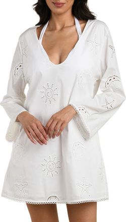 La Blanca Bayside Eyelet Stretch Cotton Cover-Up Tunic in White at Nordstrom, Size X-Small