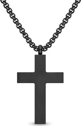 Edforce Mens Cross Pendant Necklace in Black at Nordstrom Rack
