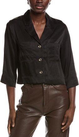 Ganni Washed Satin Crop Shirt