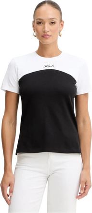 Karl Lagerfeld BW Contrast T-shirt - Dames - T-shirts - Zwart - XS - Katoen - Tops