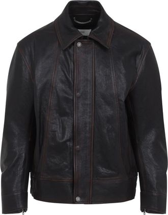 Golden Goose Brown Point Collar Leather Jacket