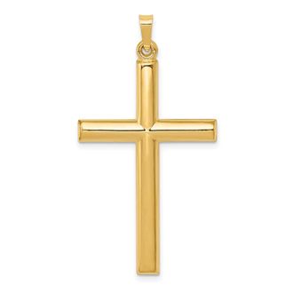 Diamond2Deal 14k Yellow Gold Hollow Cross Pendant