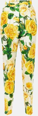 Dolce & Gabbana Floral high-rise silk-blend straight pants