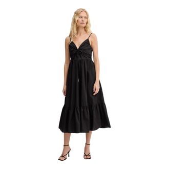 Michael Kors Katoenen Poplin Jurk Midi - Dames - Casual kleedjes - Zwart - XS - Katoen - Kleedjes