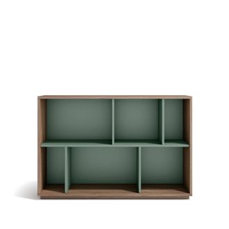 HERDASA Estanter&iacute;a librer&iacute;a en melamina nogal y verde 80x119x32 cm