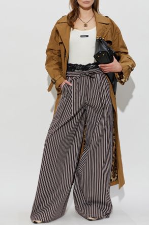 Dolce & Gabbana Trench Coat With A Crinkled Effect, Womens, Brown