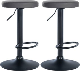 Clp Clp - Set De 2 Taburetes De Bar Ponte En Polipiel Gris Metal Negro Mate