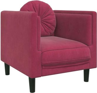vidaXL Sillón con cojín terciopelo rojo tinto Vidaxl