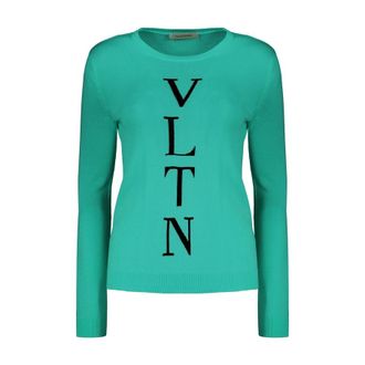 Valentino WomenS Green Cotton Blend Sweater, Size 44