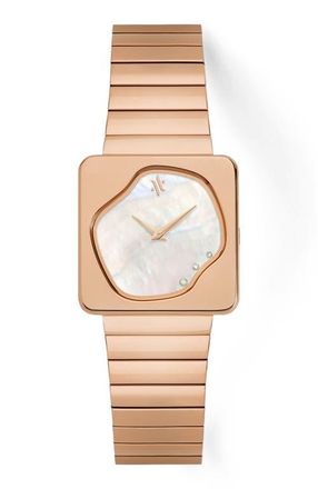 Vanna Astra Gemstone and Diamonds Watch in White Pearl-Rose Gold at Nordstrom