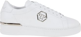 Philipp Plein Leather Lo-Top Sneaker Hexagon - Heren - Sneakers - Wit - 46 EU - Leer - Schoenen