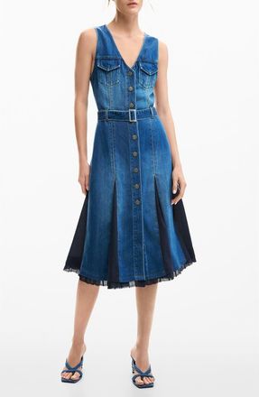 Desigual Sleeveless Denim Dress in Medium Blue at Nordstrom, Size X-Small