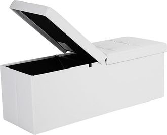 Songmics Puff almacenaje de 38 x 110 x 38 cm de color blanco