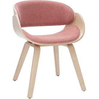 Miliboo Sedia design in tessuto effetto velluto testurizzato terracotta e legno chiaro BENT