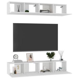 Berkfield Home TV Cabinets 4 pcs White 80x30x30 cm Engineered Wood | Size: 80 x 30 x 30 cm