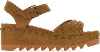 Stella McCartney Elyse Sandalen - Dames - Sleehakken - Bruin - 37 EU - Su&egrave;de - Schoenen