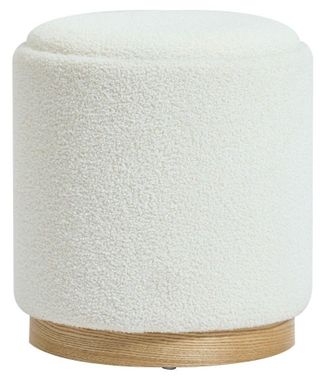 Nordlys Brown Wooden Base Pouf with Storage for Living Room