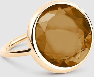 Ginette NY Bague Baby Disc Quartz Fumé Or Rose