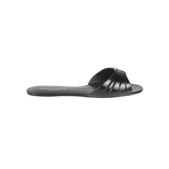 Saint Laurent Schoenen, Dames, Zwart, 38 EU, Leer, Babylone Flat Sandal