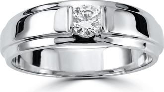 Pompeii3 1/6CT Mens Diamond Solitaire Ring 10K White Gold Size Selectable