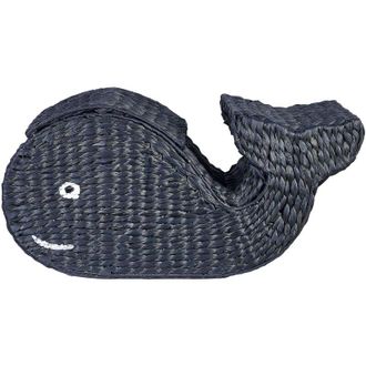 Beliani Beliani - Cestino in vimini a forma di balena con coperchio Naturale Nero Accessorio tessuto Orania