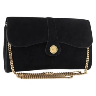 Celine Pre-owned Clutches, female, Black, Size: ONE SIZE Pre-owned Suede Shoulder Bag