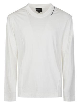 Emporio Armani Embroidered Logo Modal-Silk Blend Long-Sleeve T-Shirt