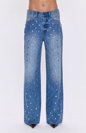Pistola Denim Hendrix Embellished Rivets High Waist Straight Leg Jeans in Charmed at Nordstrom Rack, Size 29