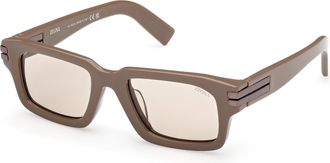 Ermenegildo Zegna Light Brown Rectangular Mens Sunglasses EZ0255 45E 51