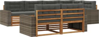 vidaXL Conjunto De Sof&aacute;s De Exterior 7 Uds. Natural Y Antracita Vidaxl