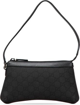 Gucci Womens Gg Monogram Shoulder Bag - Black Textile - One Size