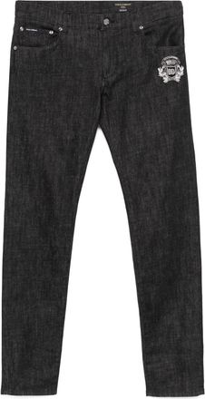 Dolce & Gabbana Jeans skinny con applicazione logo - Nero