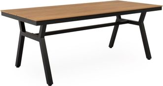 Koketto Home Mesa de exterior tapa polimadera natural y patas aluminio negro