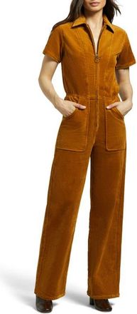 Brixton Stretch Cotton Corduroy Utility Jumpsuit in Golden Brown Cord at Nordstrom, Size X-Small