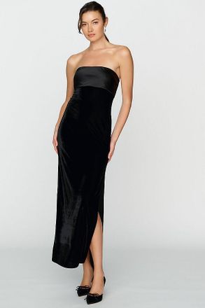 BHLDN Satin Velvet Strapless Midi Dress