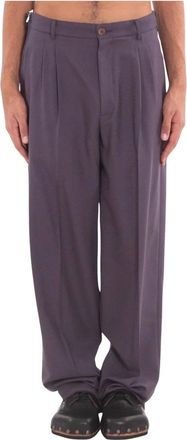 Magliano Signature Double Pleats Wool Pants - Heren - Wijde Broeken - Paars - M - Wol - Broeken