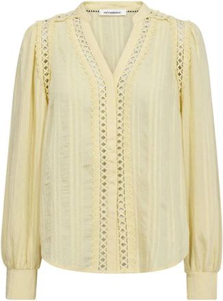 Co'Couture Kesi CC Lace V-Shirt - Dames - Blouses - Geel - S - Overhemden